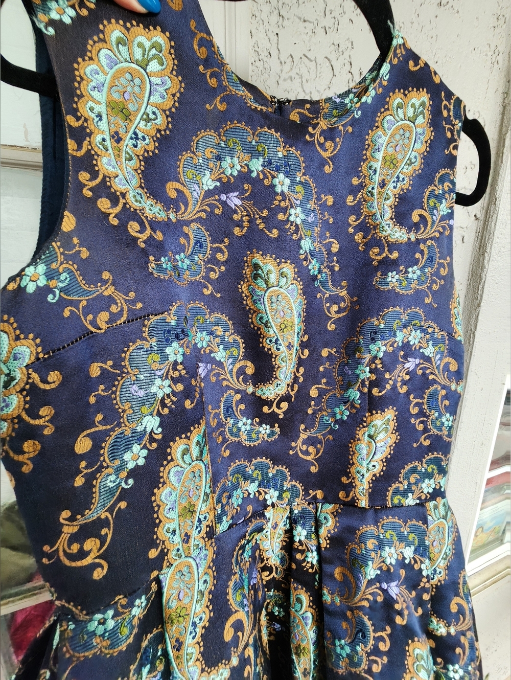 Cynthia Rowley paisley brocade A-line dress Sz 6 $300 MSRP B13 - Picture 3 of 5